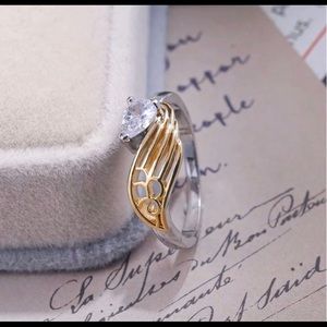 White & Yellow Gold Plated 925 Topaz Ring Size 9